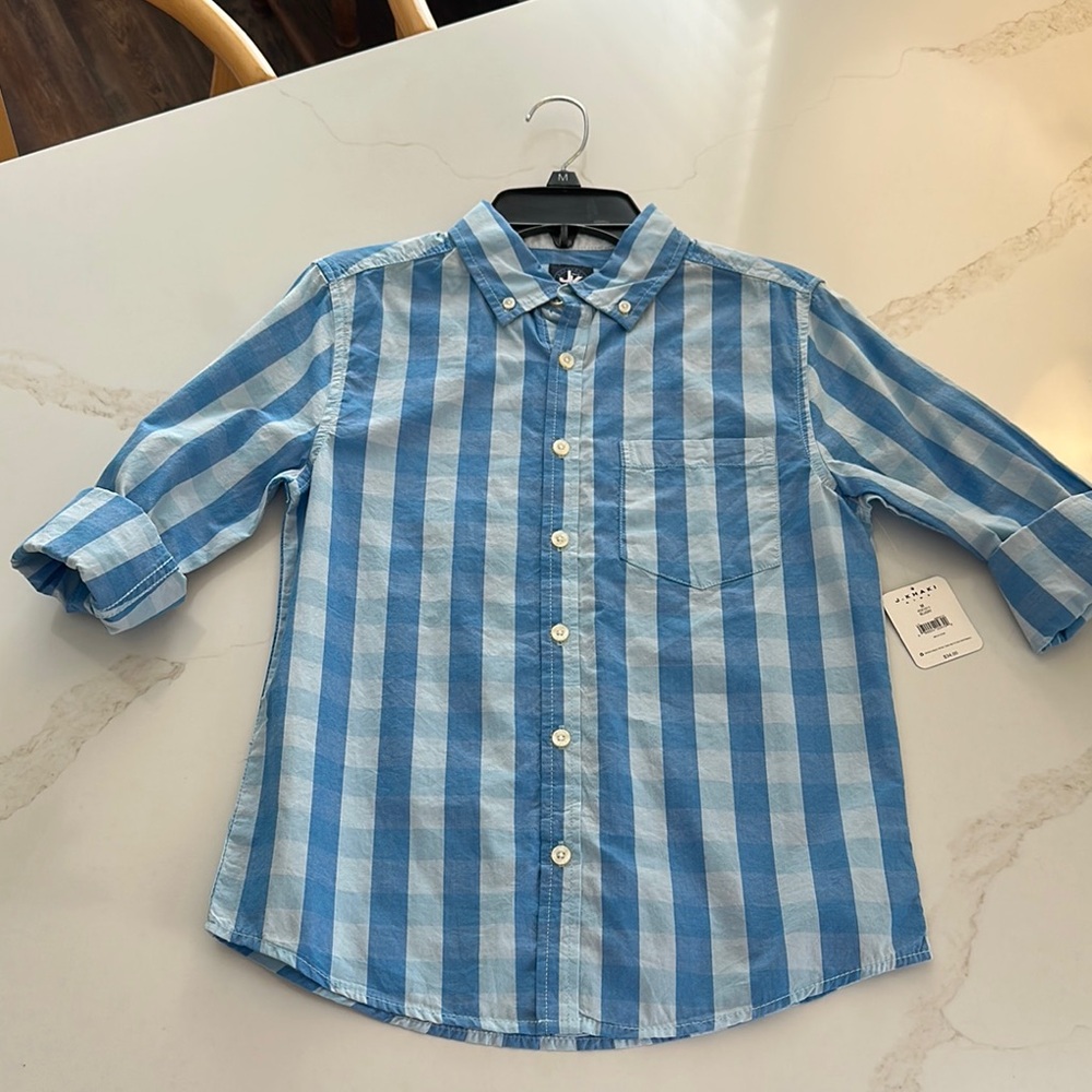 Blue and White Striped Kids Shirt